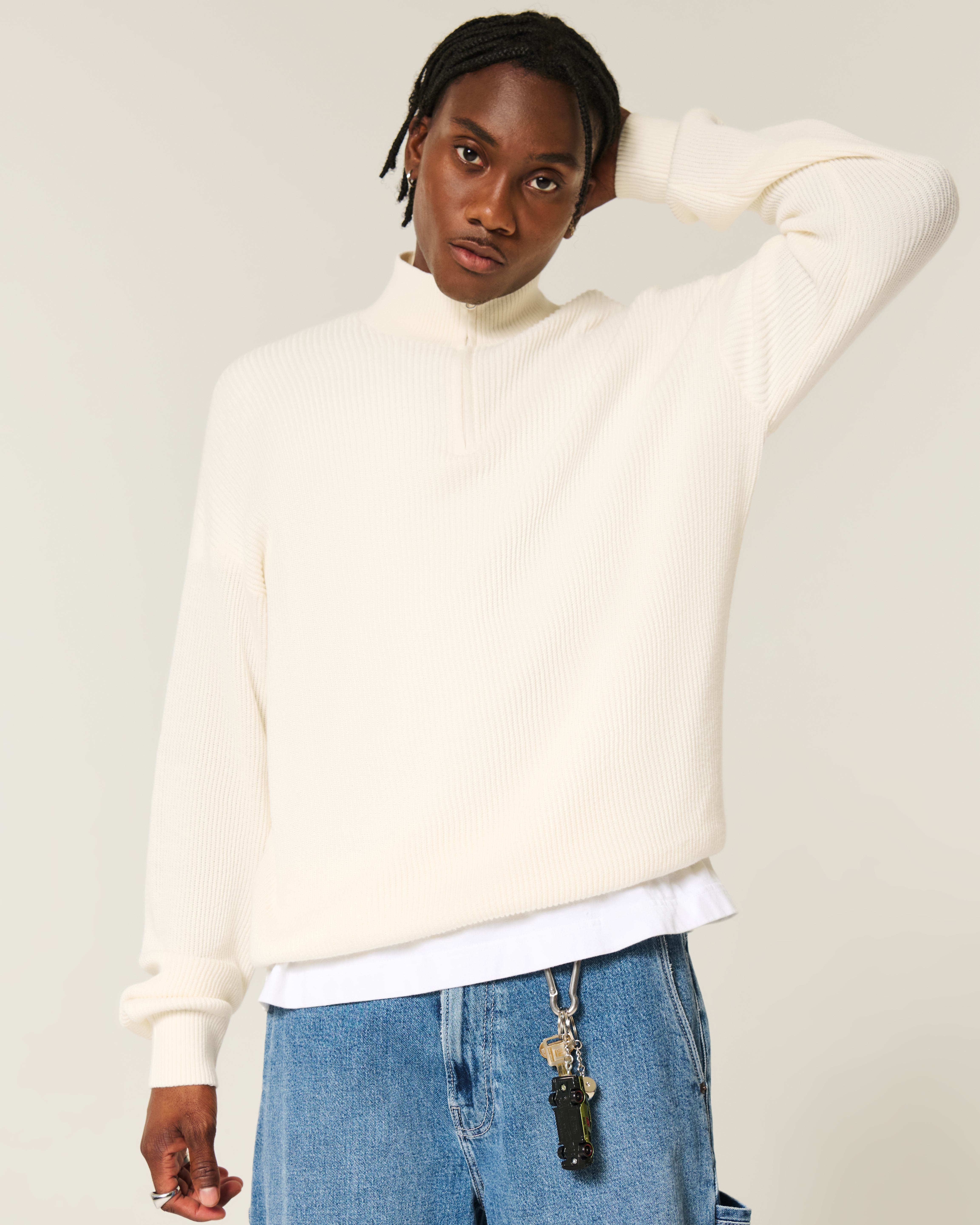 Boxy Quarter-Zip Sweater