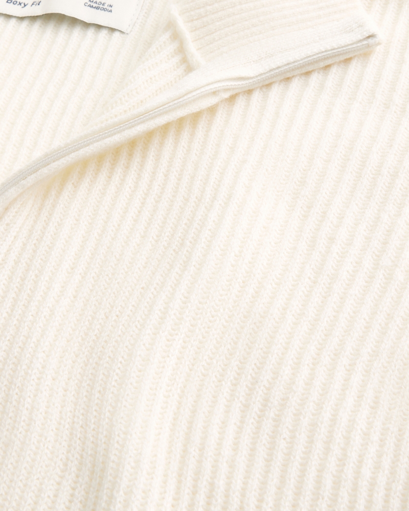 H&m Mens Cream Quarter Zip Men's Boxy Quarter-Zip Sweater