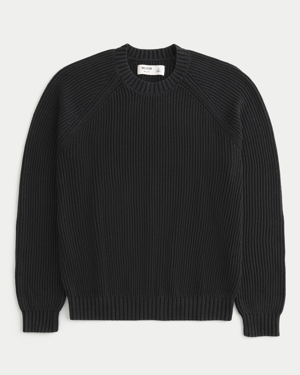Boxy Washed Crew Sweater, Washed Black view 1