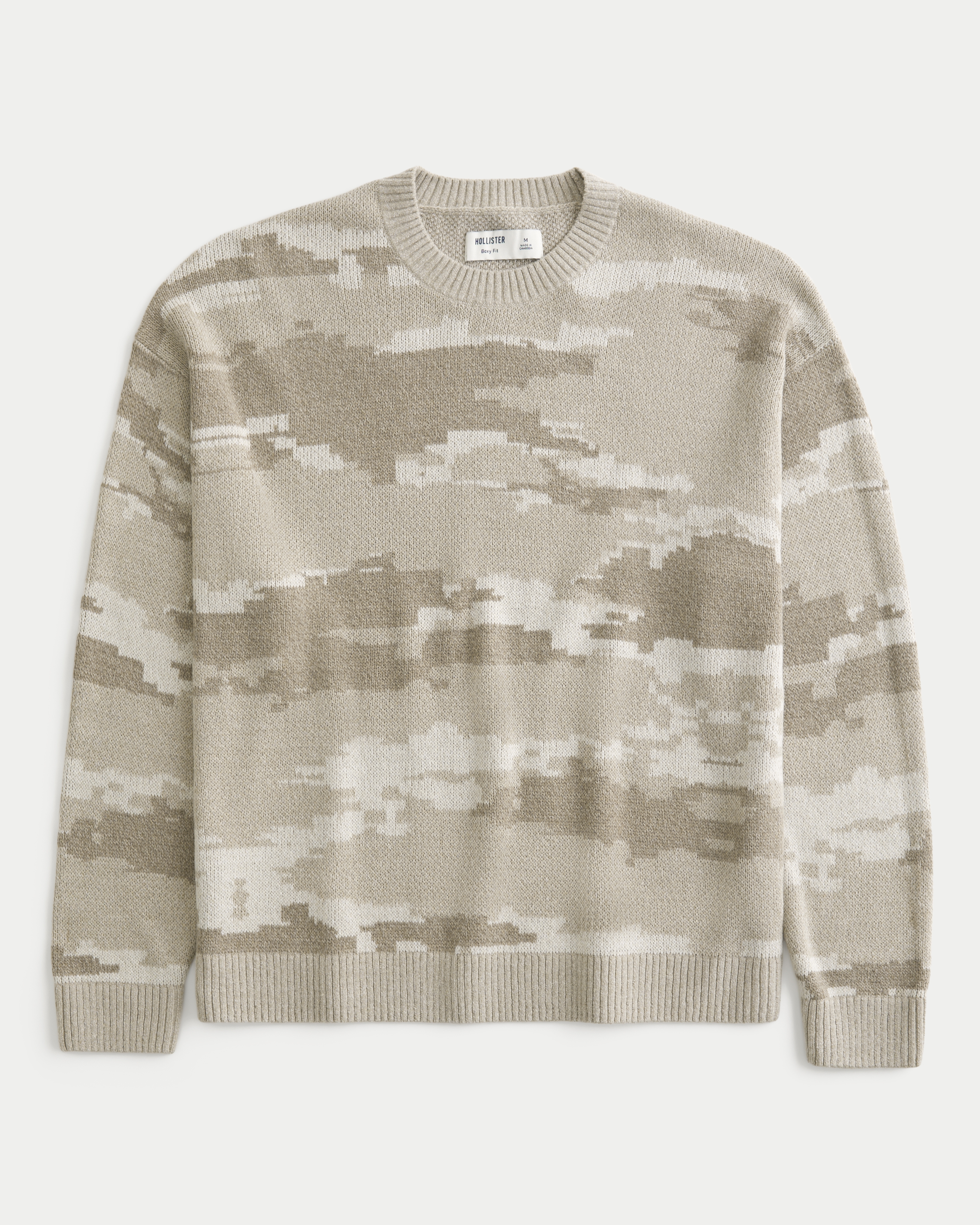 Boxy Camo Crew Sweater