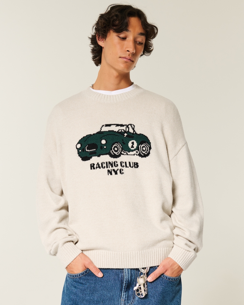 Men's Boxy Motor City Auto Repairs Graphic Crew Sweater | Men's Tops | HollisterCo.com