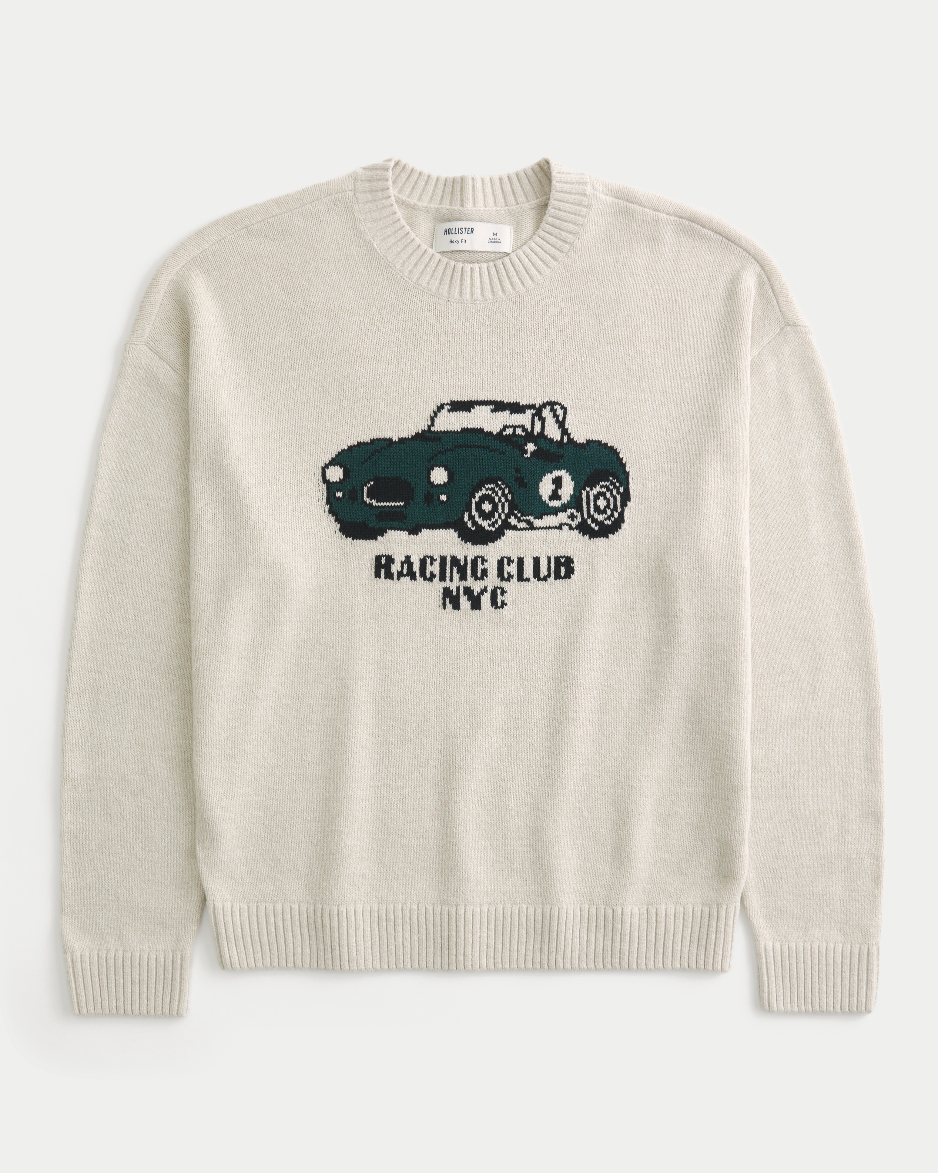 Boxy Racing Graphic Crew Sweater