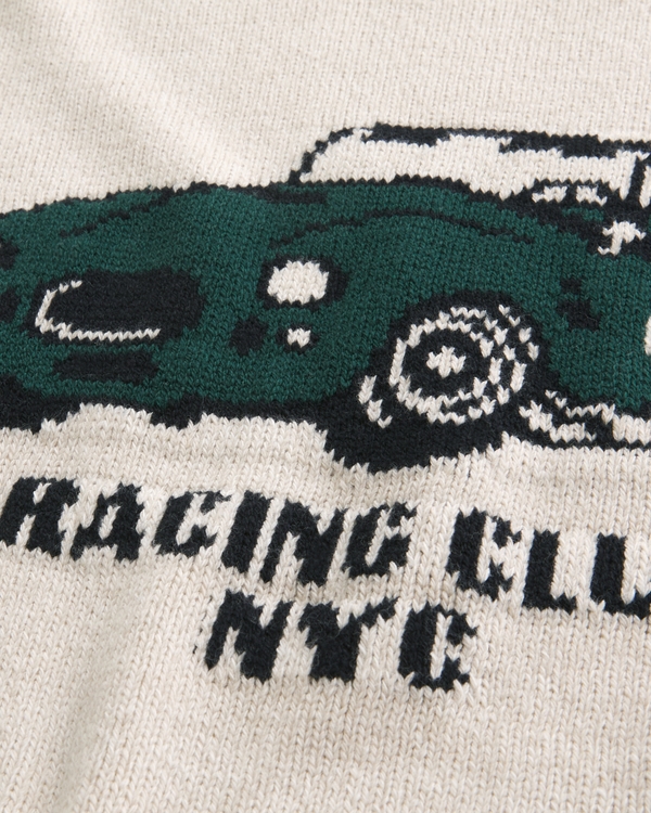 Boxy Racing Graphic Crew Sweater