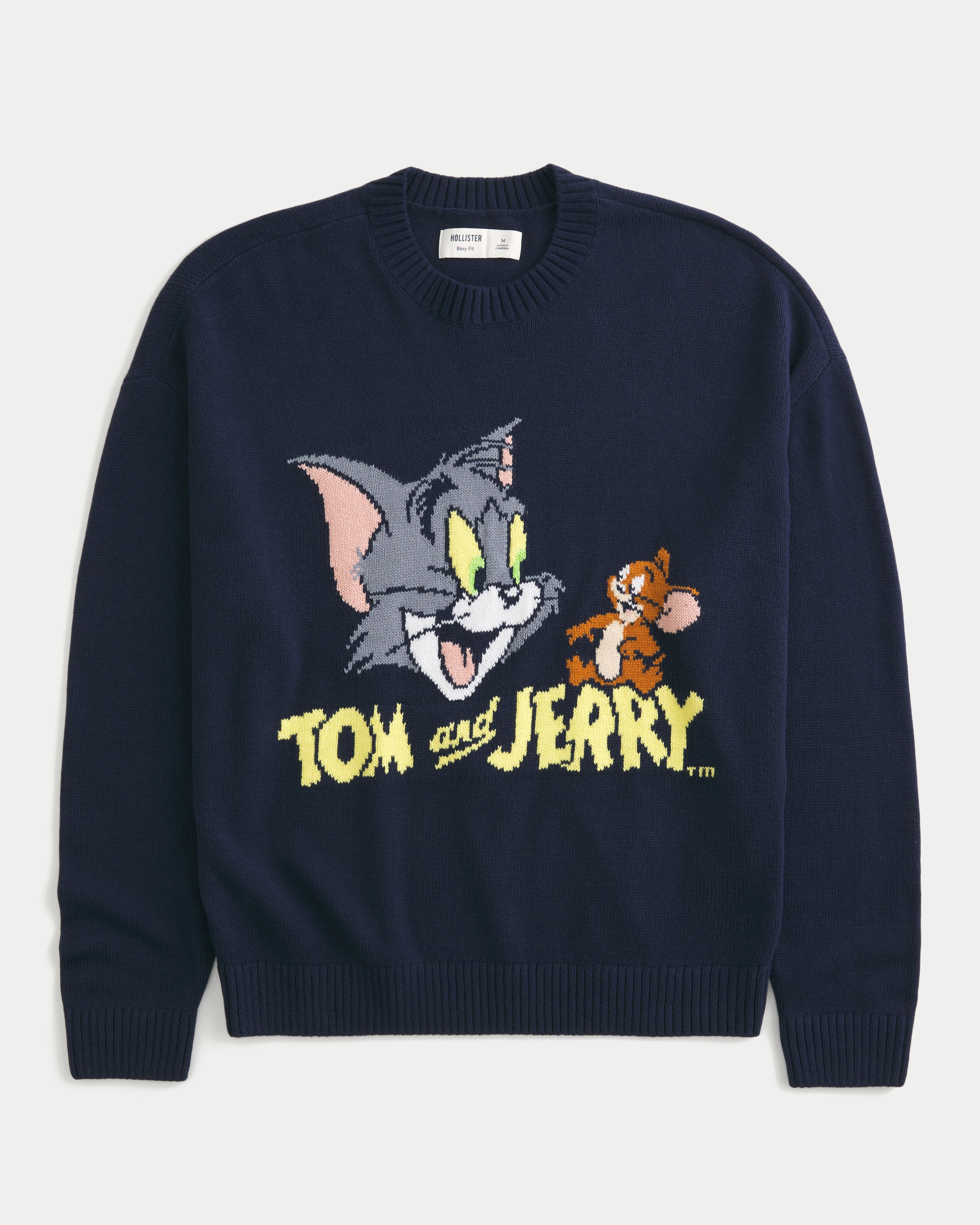 Boxy Tom and Jerry Graphic Crew Sweater