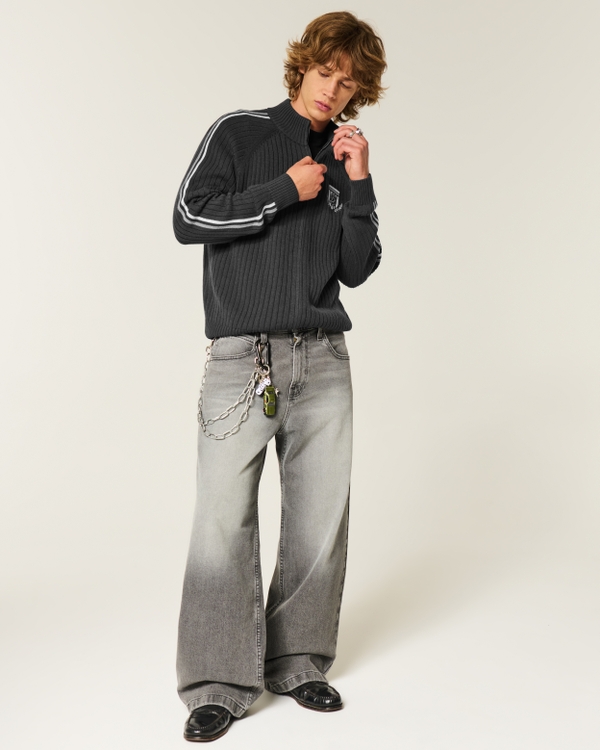 Men's Relaxed Zip-Up Soccer Emblem Sweater | Men's Tops | HollisterCo.com