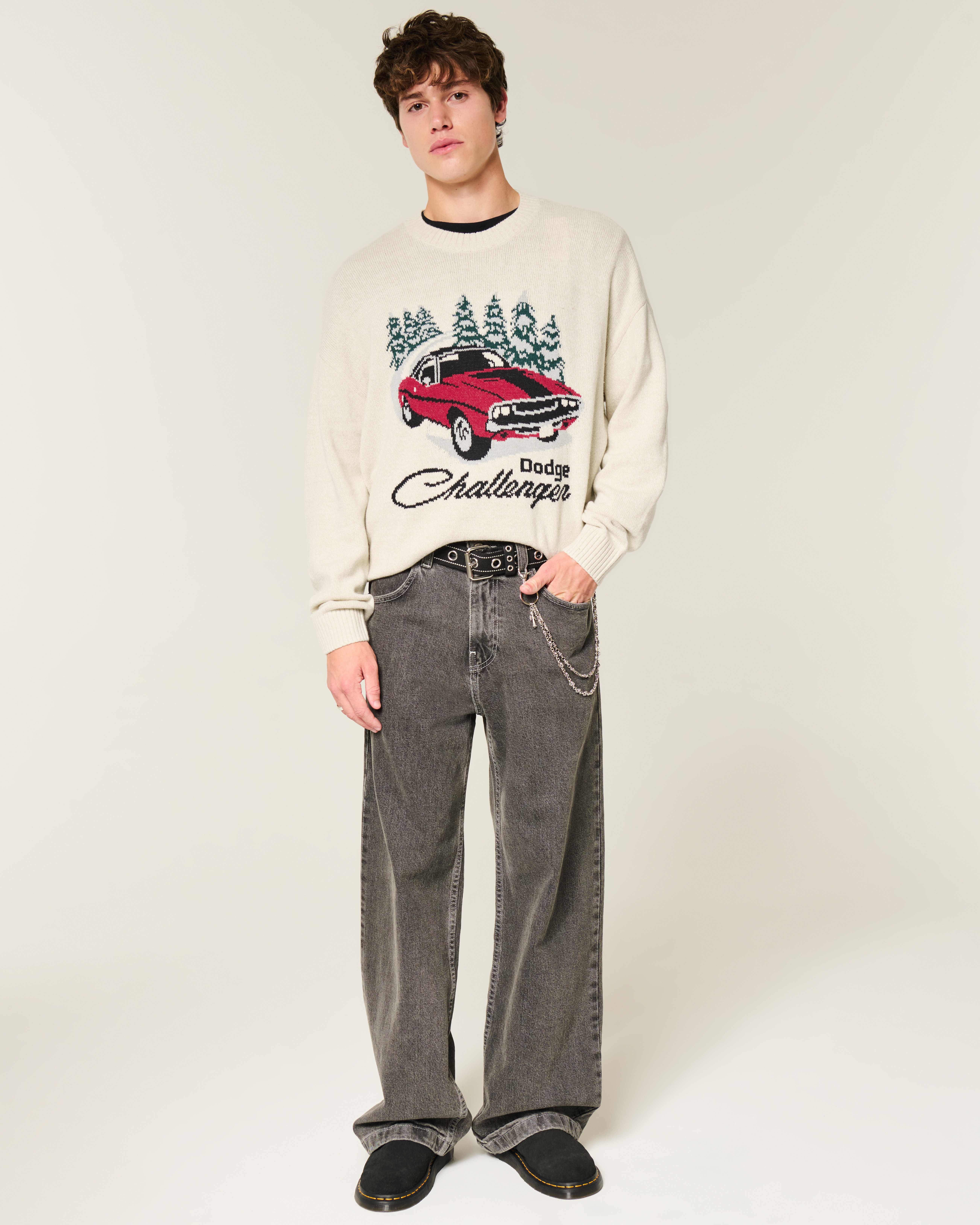 Boxy Dodge Challenger Graphic Crew Sweater