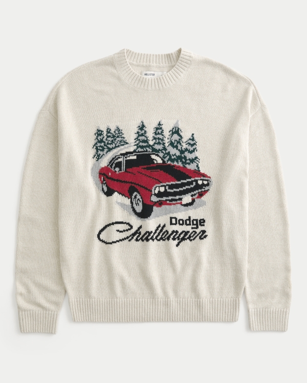 Boxy Dodge Challenger Graphic Crew Sweater