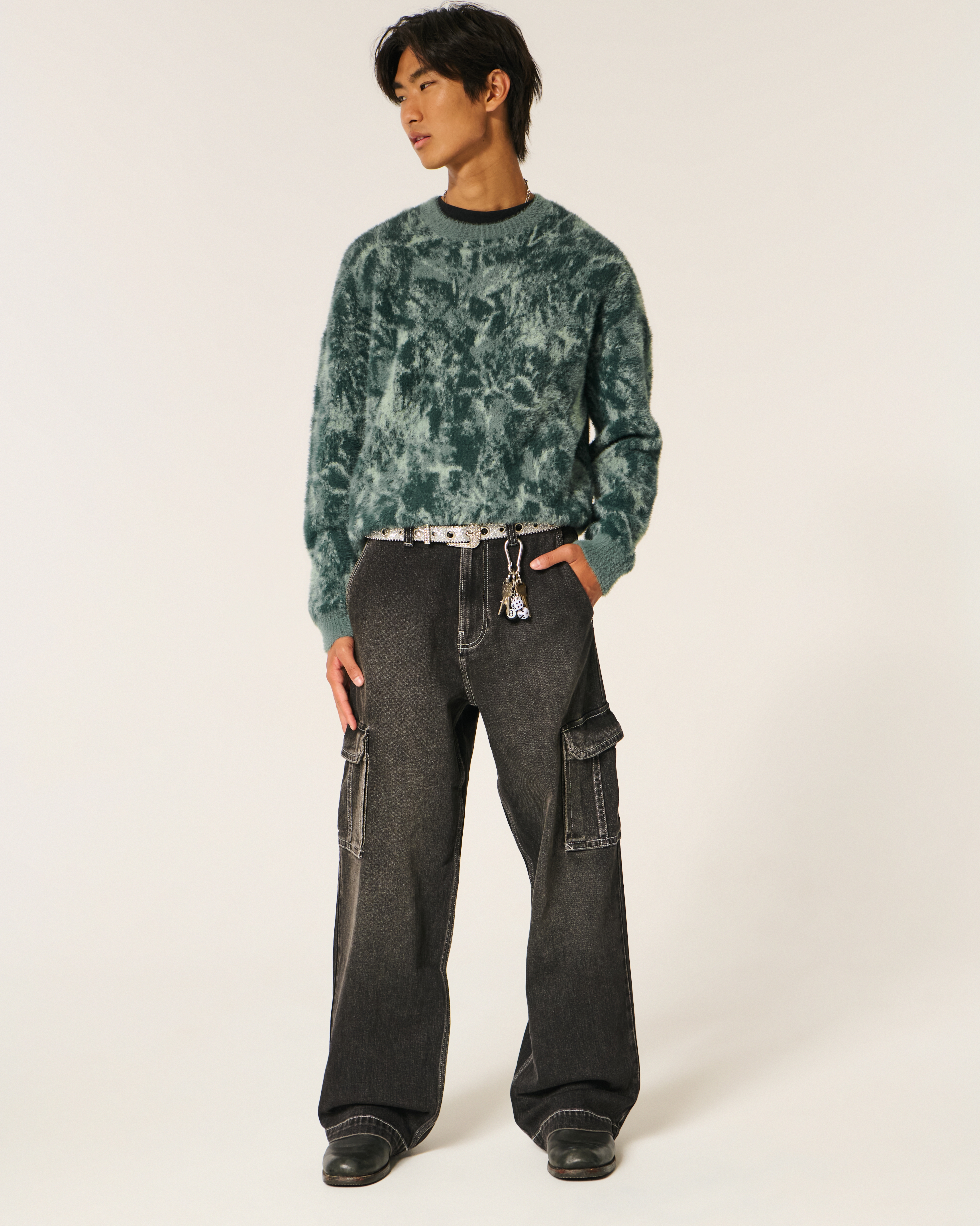 Boxy Fuzzy Crew Sweater