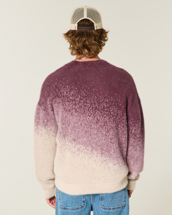 Boxy Fuzzy Crew Sweater, Mauve Pattern view 2
