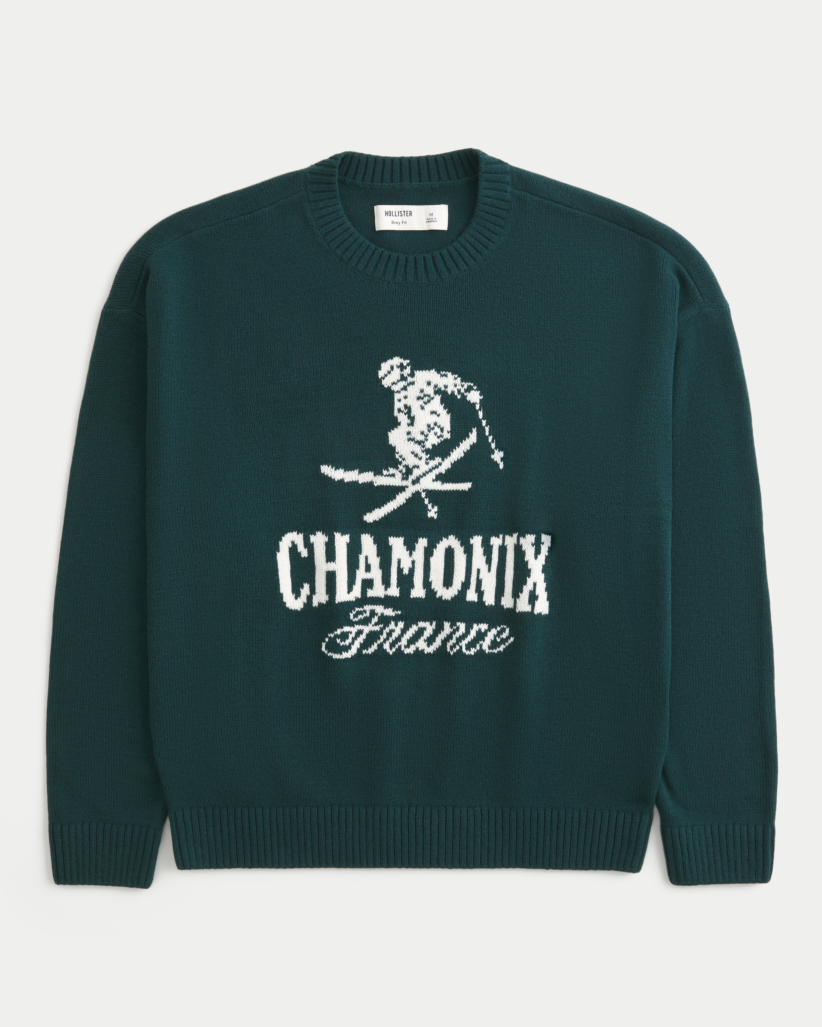Boxy Chamonix France Graphic Crew Sweater