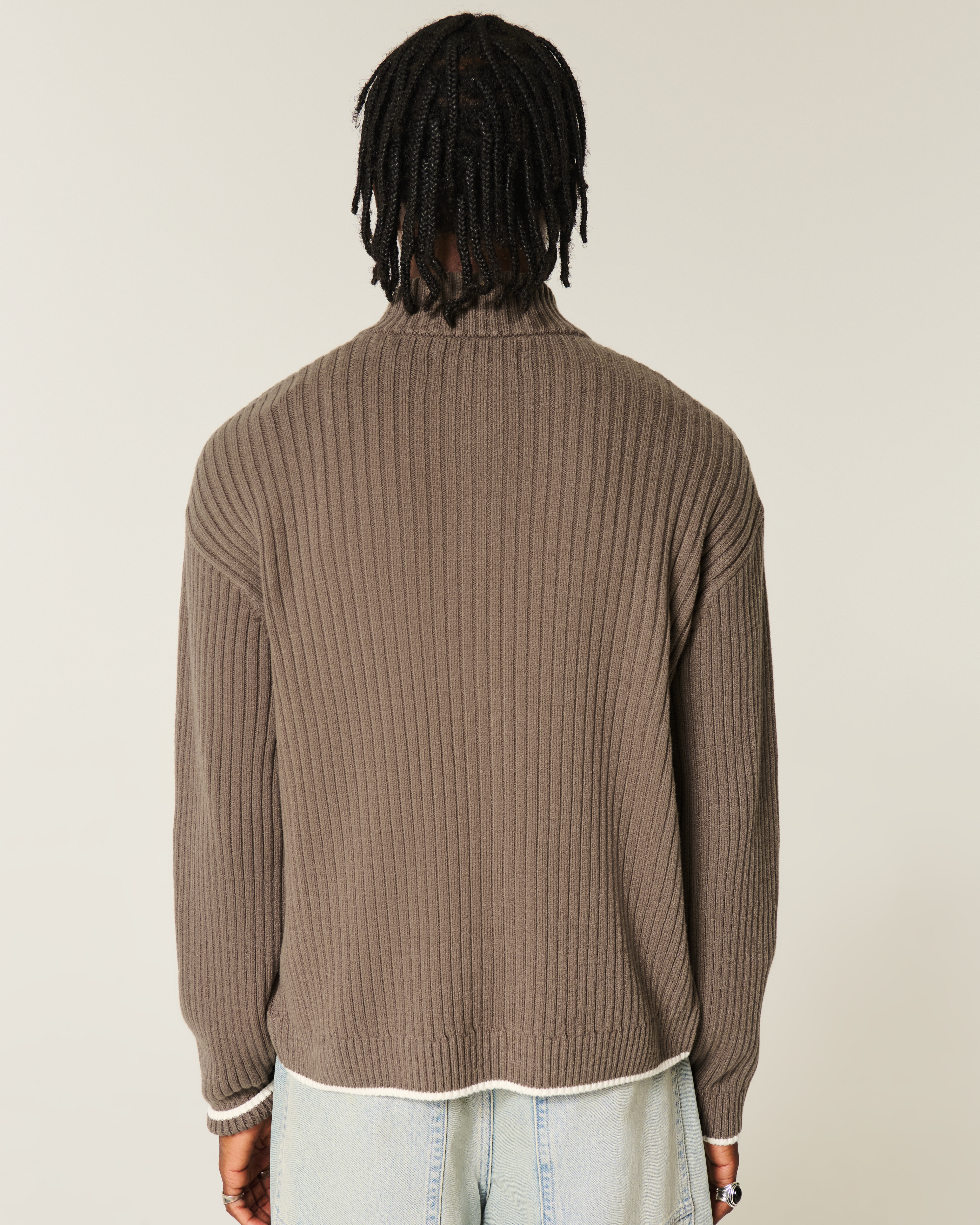 Relaxed Number Graphic Zip-Up Sweater