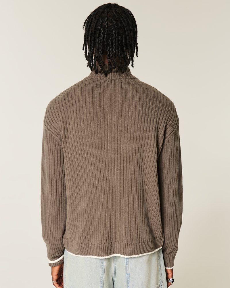 Suéter holgado con cremallera y gráfico de números