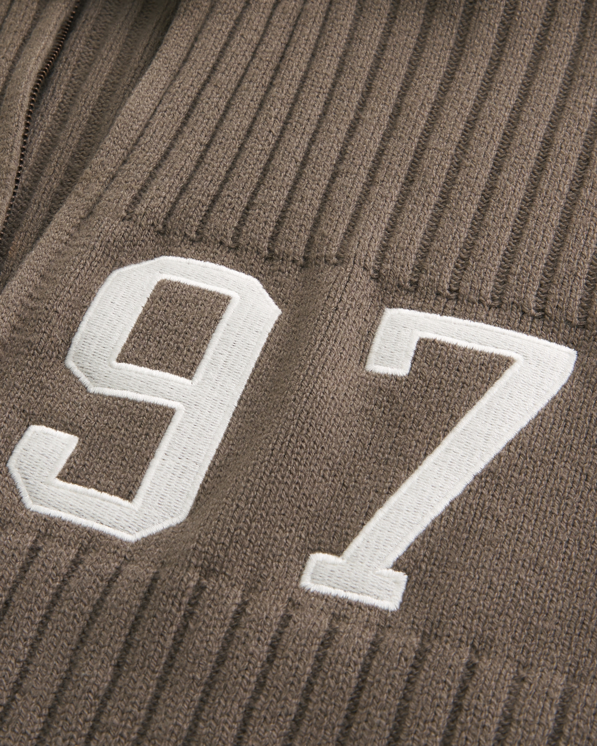 Relaxed Number Graphic Zip-Up Sweater