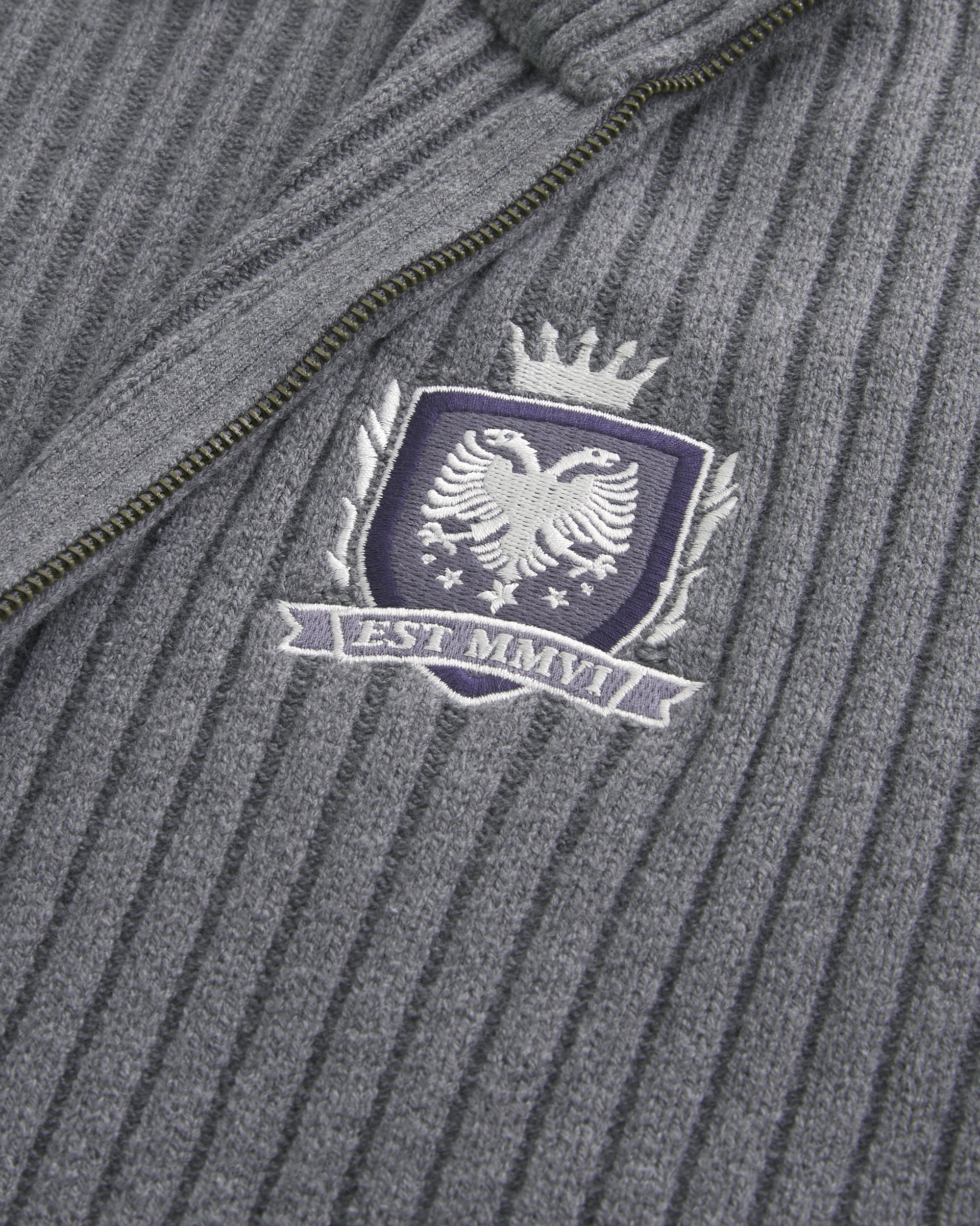 Relaxed Graphic Zip-Up Sweater