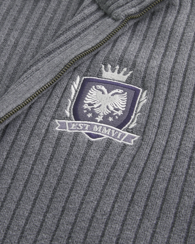 Relaxed Graphic Zip-Up Sweater