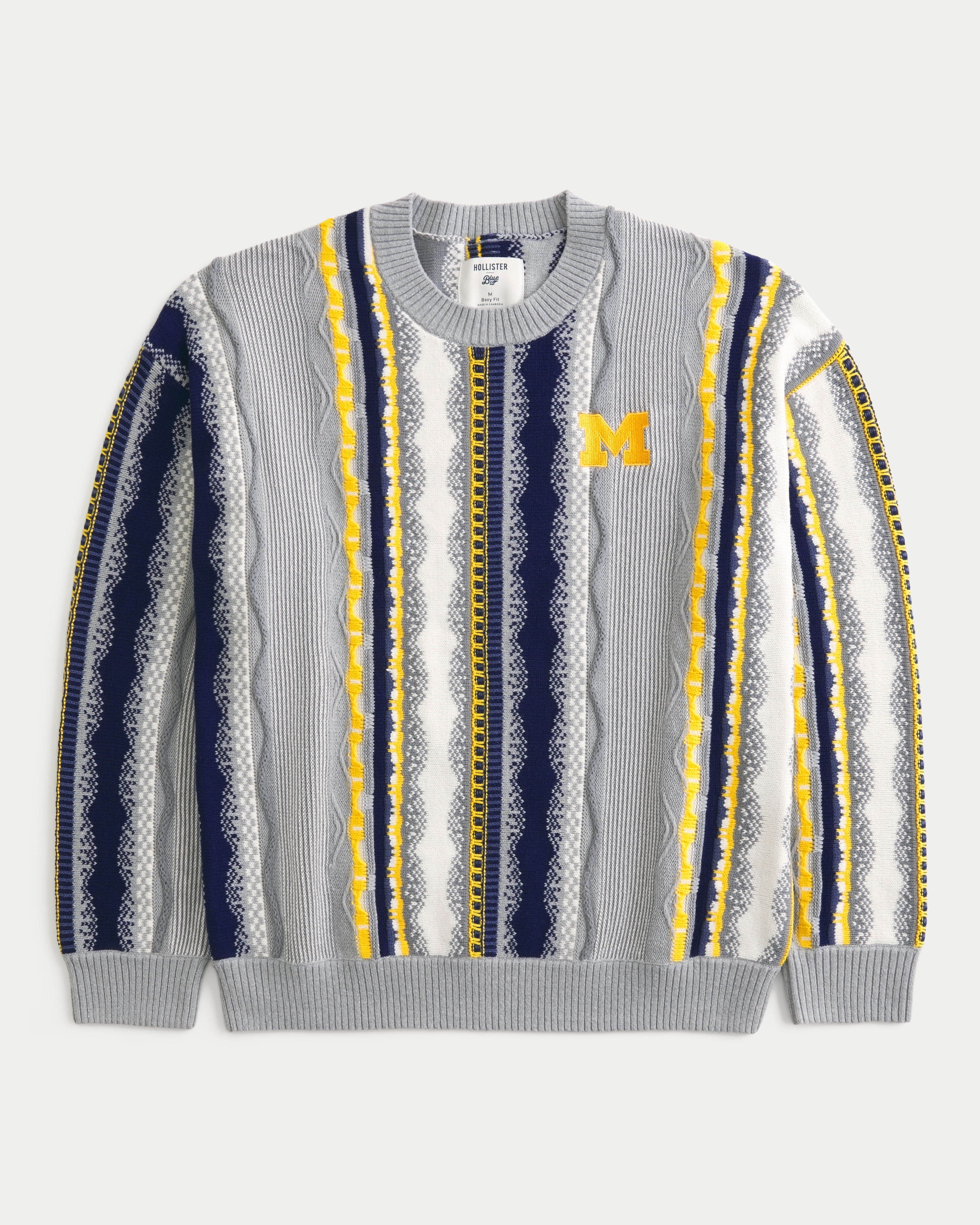Boxy University of Michigan Wolverines Graphic Crew Sweater