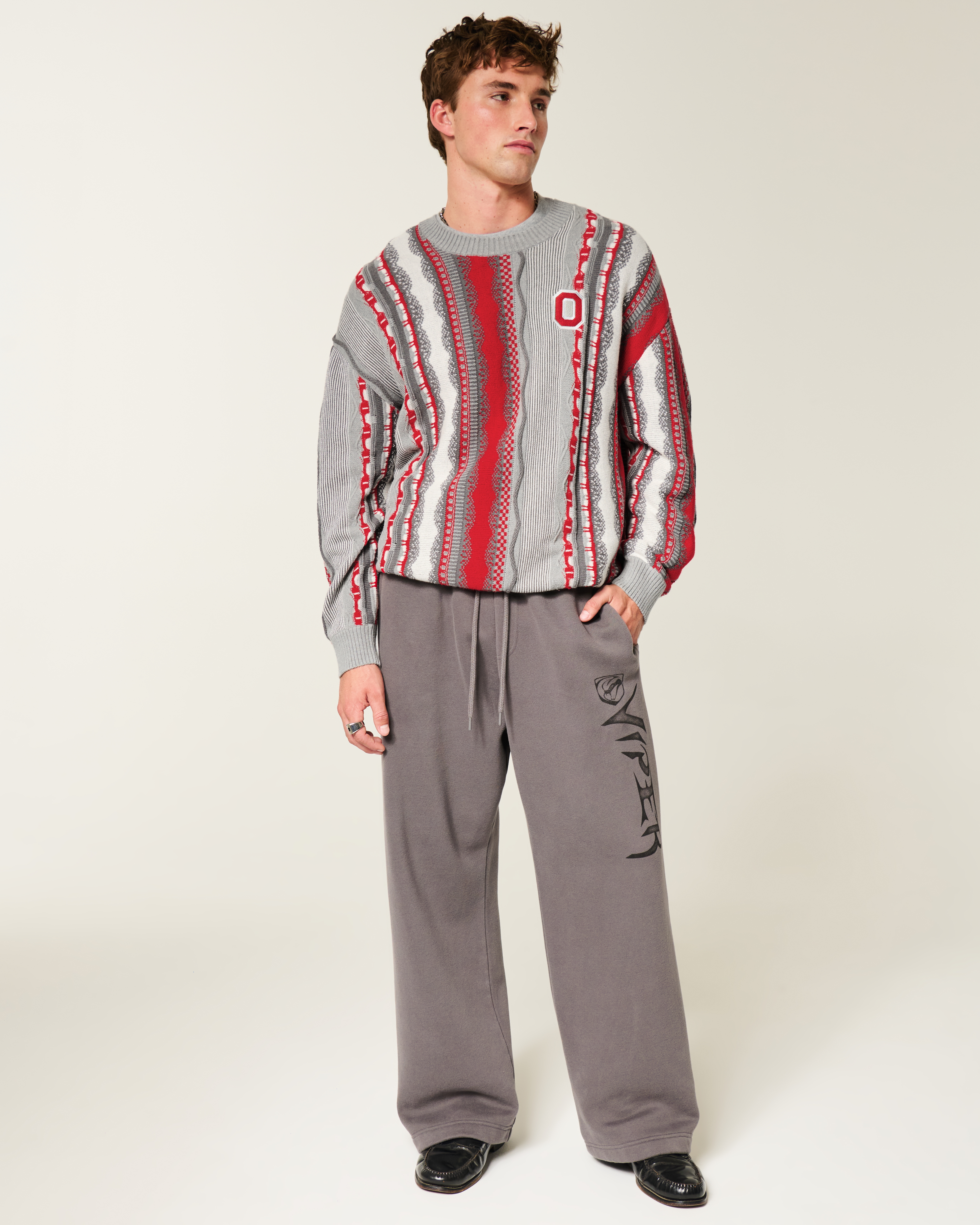 Boxy The Ohio State University Buckeyes Graphic Crew Sweater