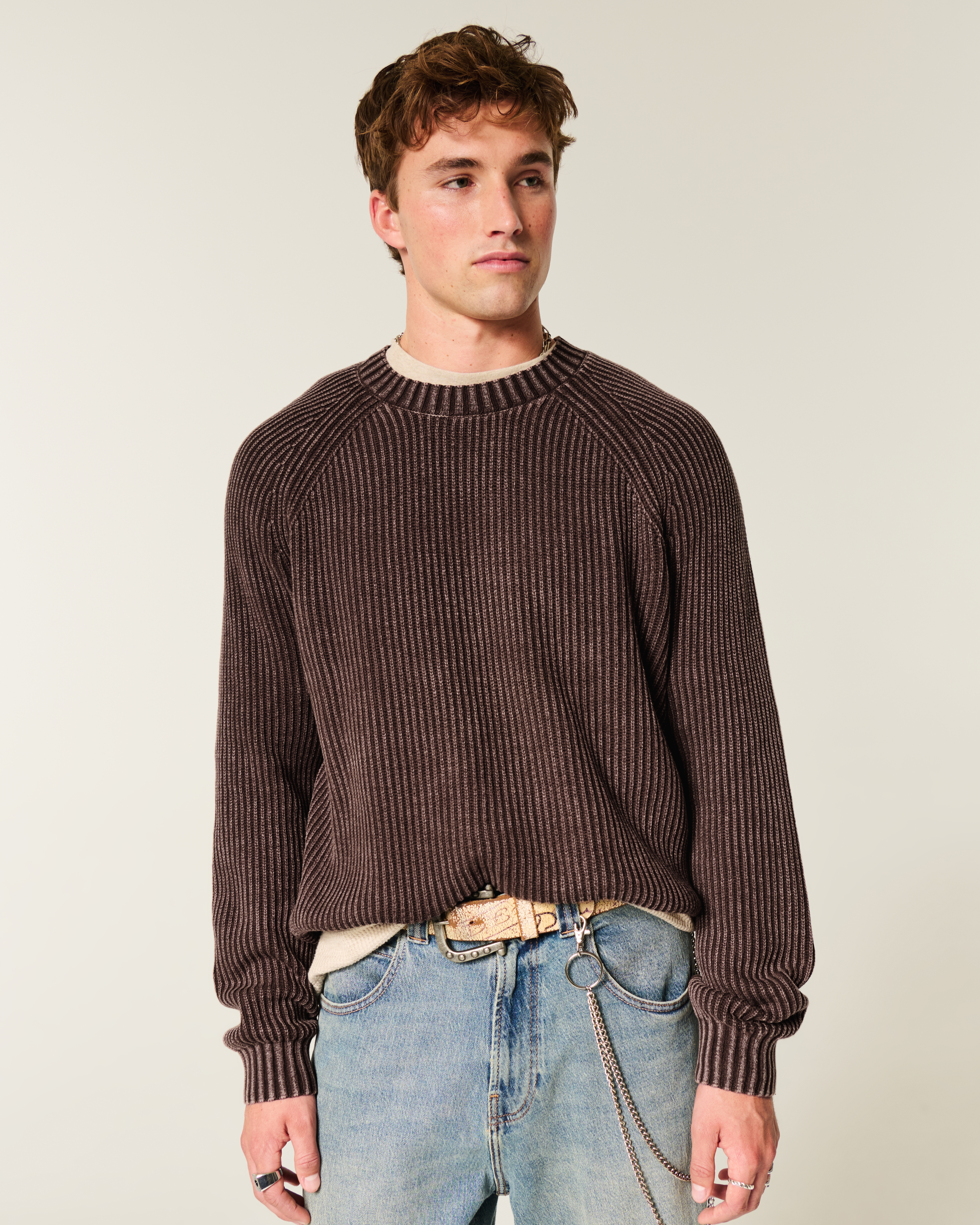 Boxy Washed Crew Sweater