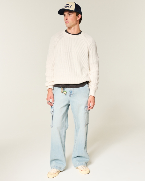Boxy Washed Crew Sweater, Cream view 2