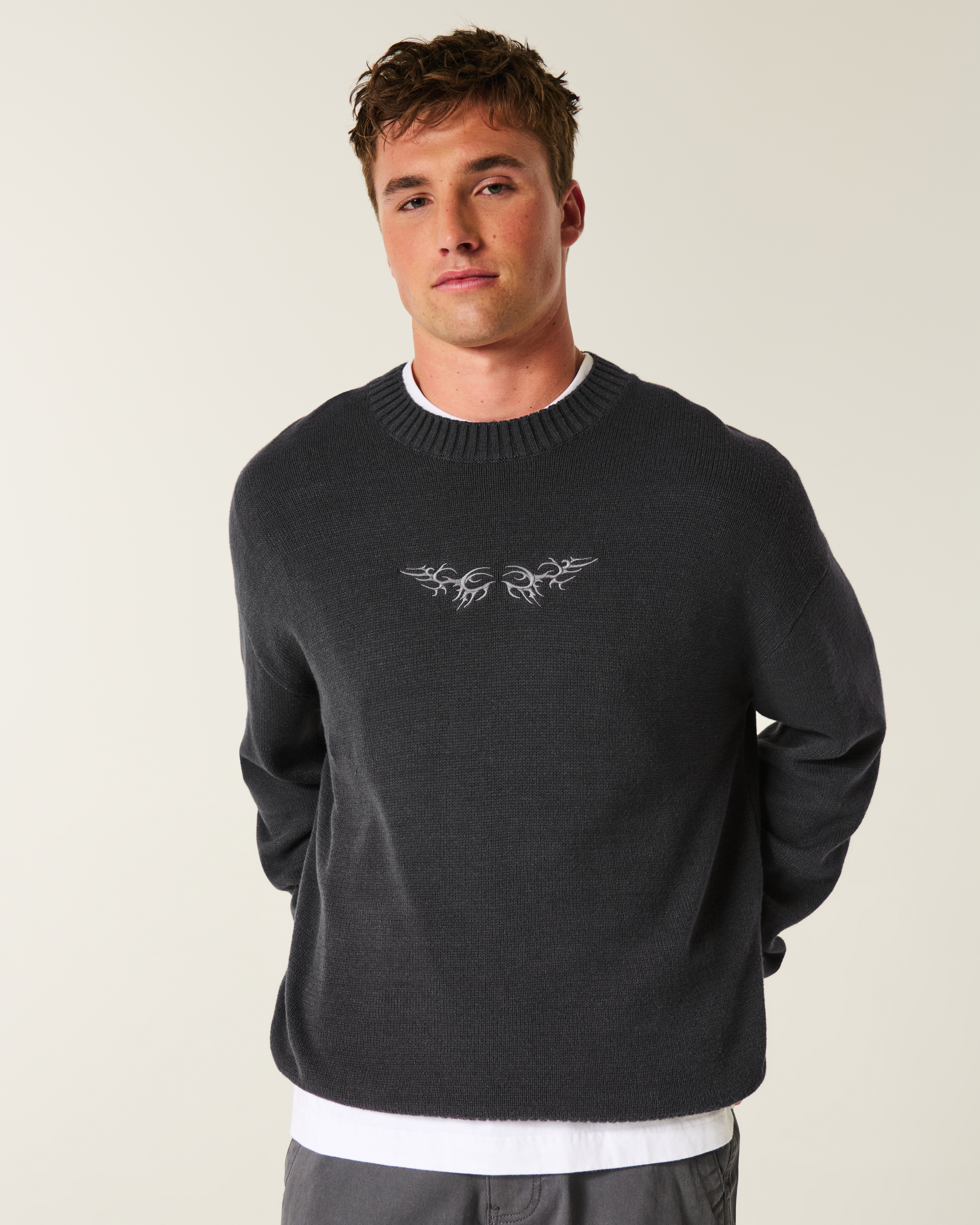 Boxy Graphic Crew Sweater