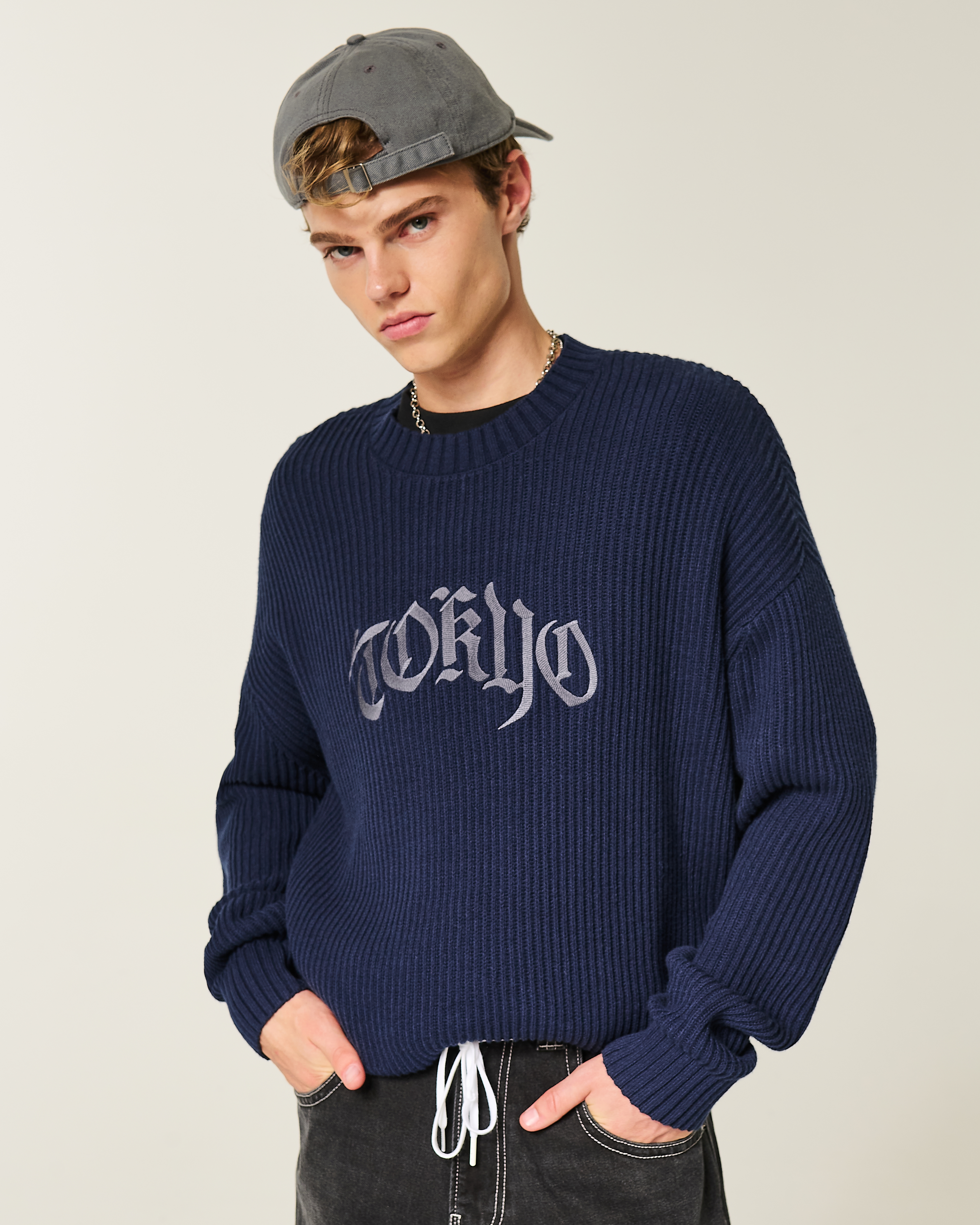 Boxy Tokyo Graphic Crew Sweater