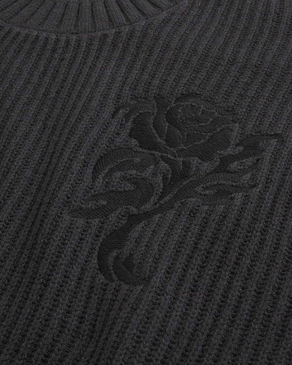 Boxy Rose Graphic Crew Sweater