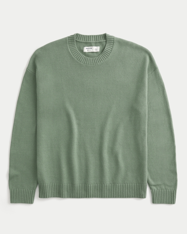 Boxy Crew Sweater, Sage view 1