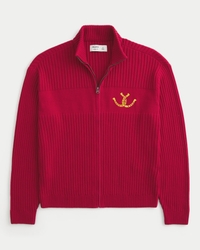 Men's Relaxed Zip-Up Horseshoe Graphic Sweater | Men's Tops