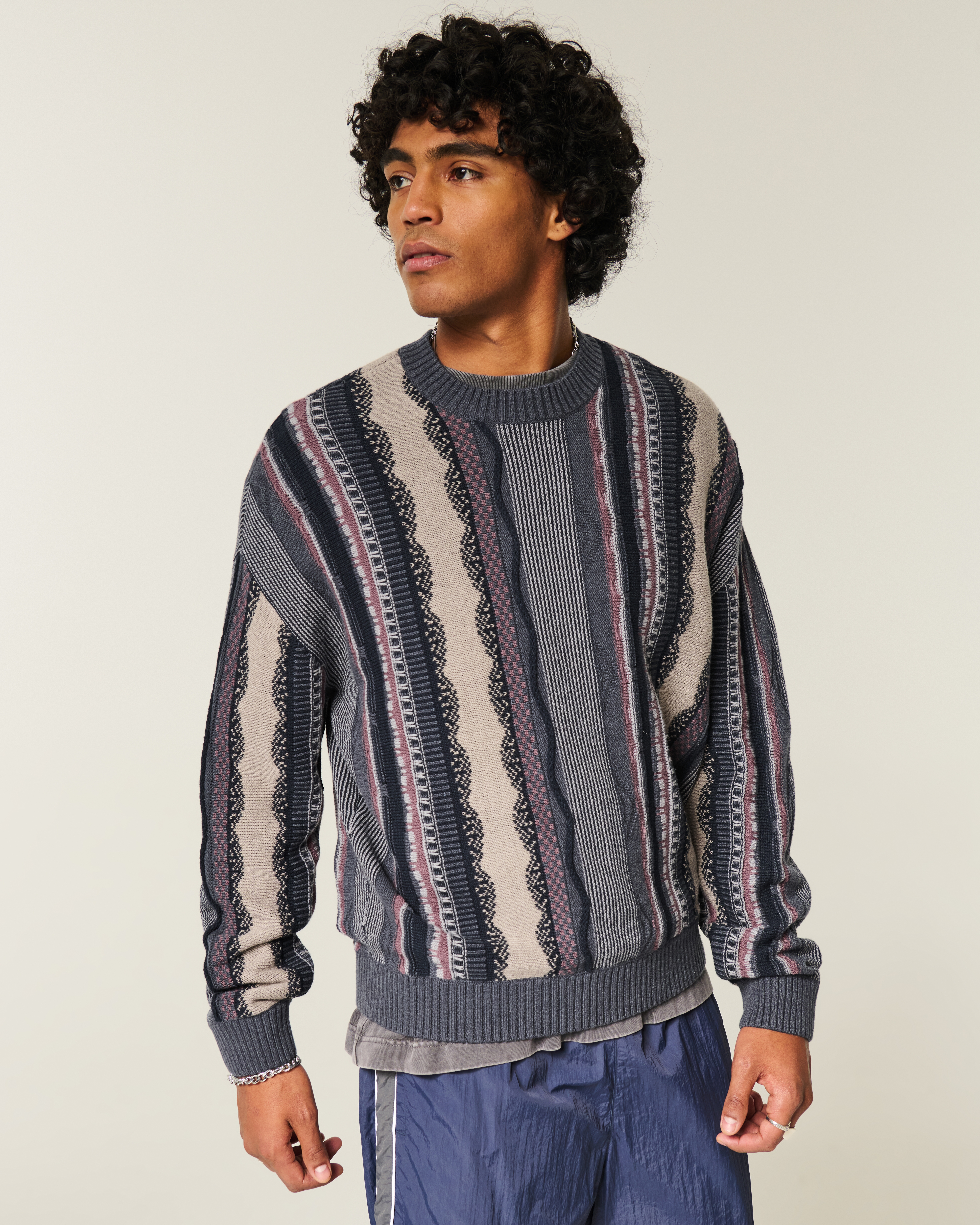 Boxy Striped Crew Sweater