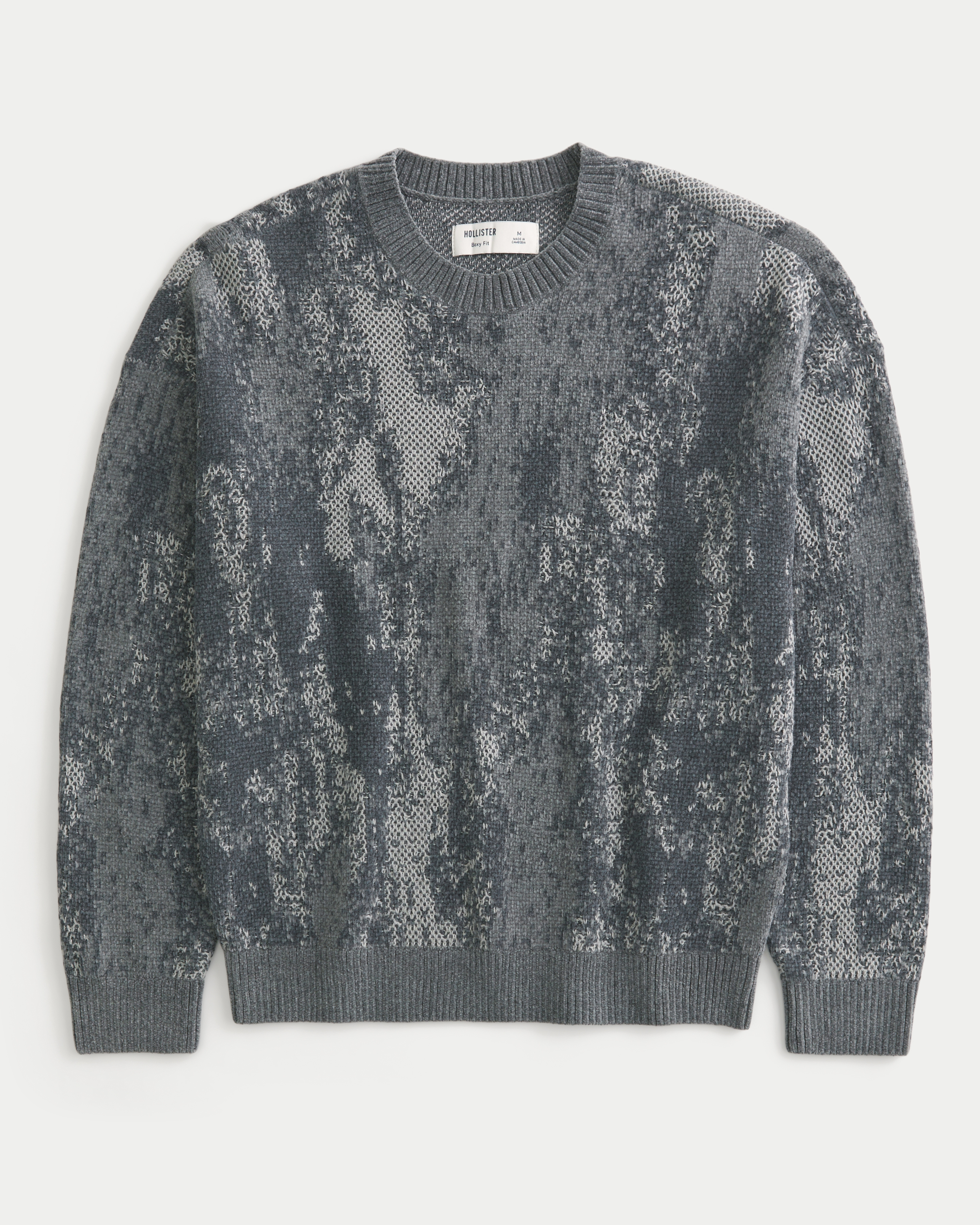 Boxy Pattern Crew Sweater