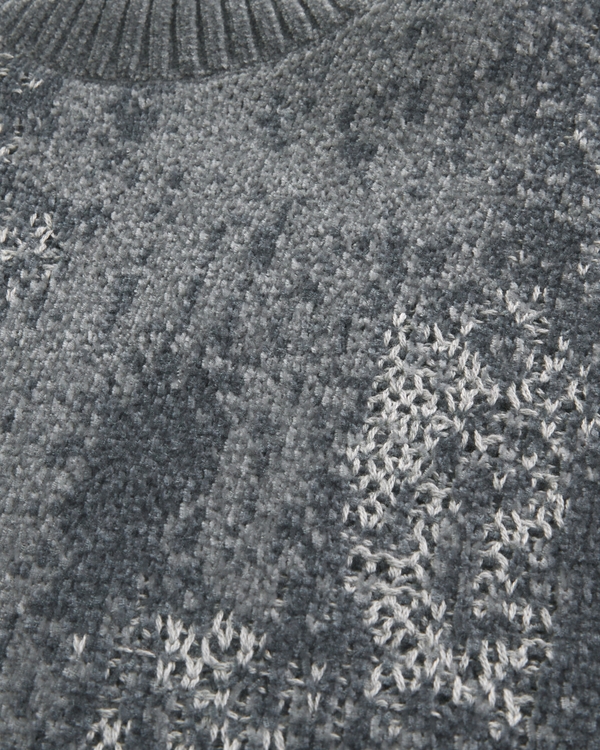 Boxy Pattern Crew Sweater