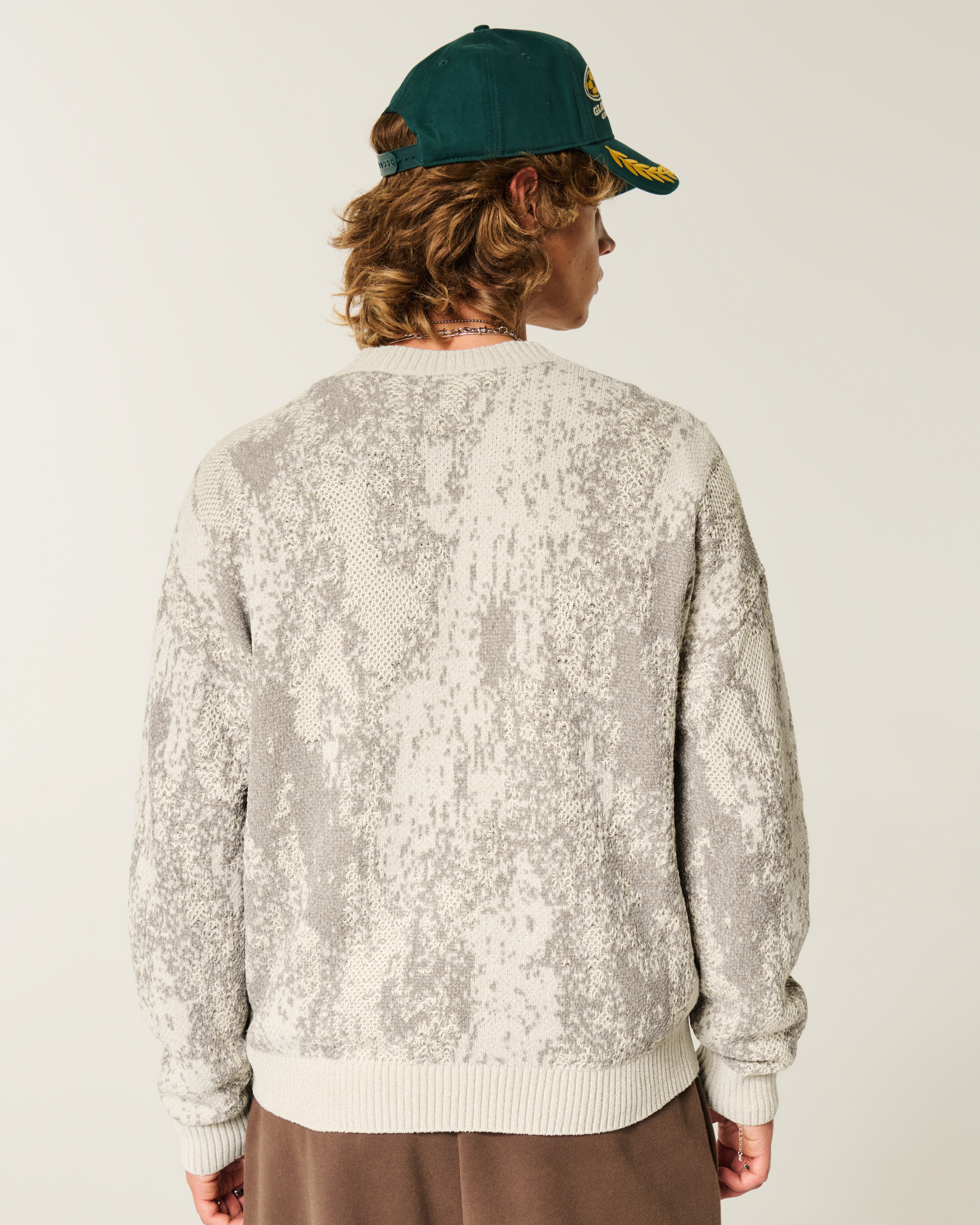 Boxy Pattern Crew Sweater