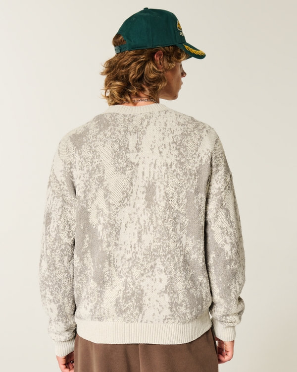 Boxy Pattern Crew Sweater