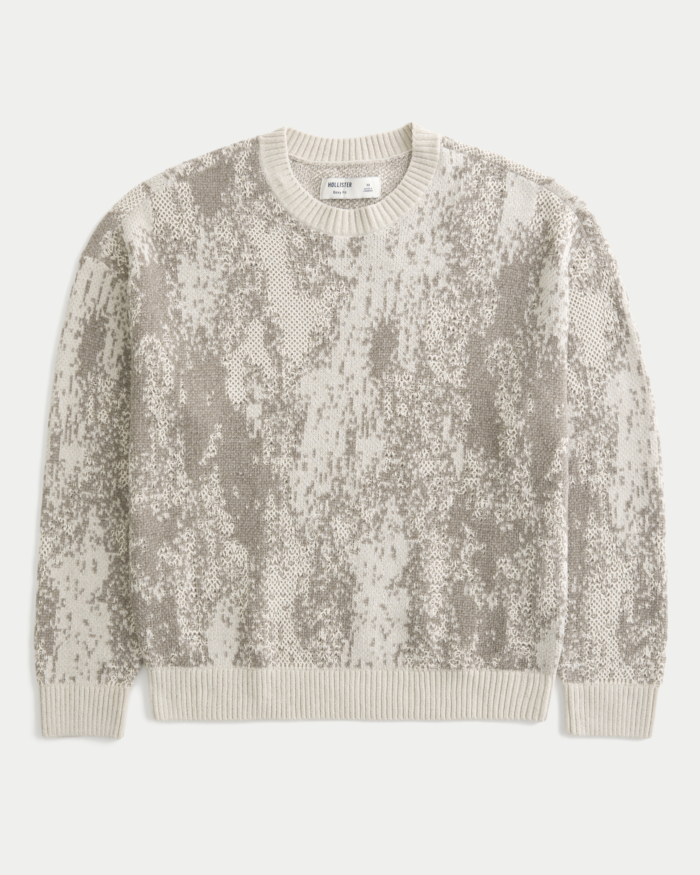 Boxy Pattern Crew Sweater