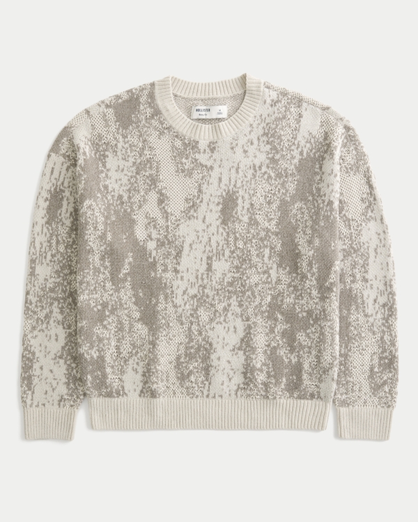 Boxy Pattern Crew Sweater