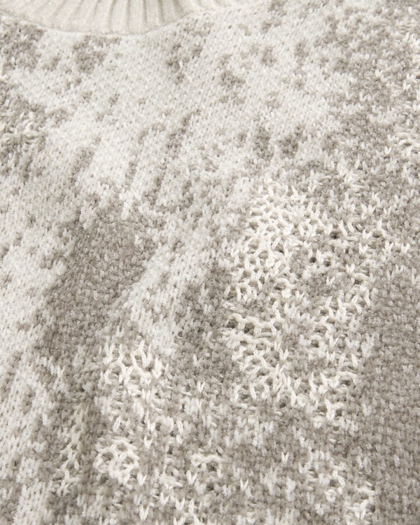 Boxy Pattern Crew Sweater