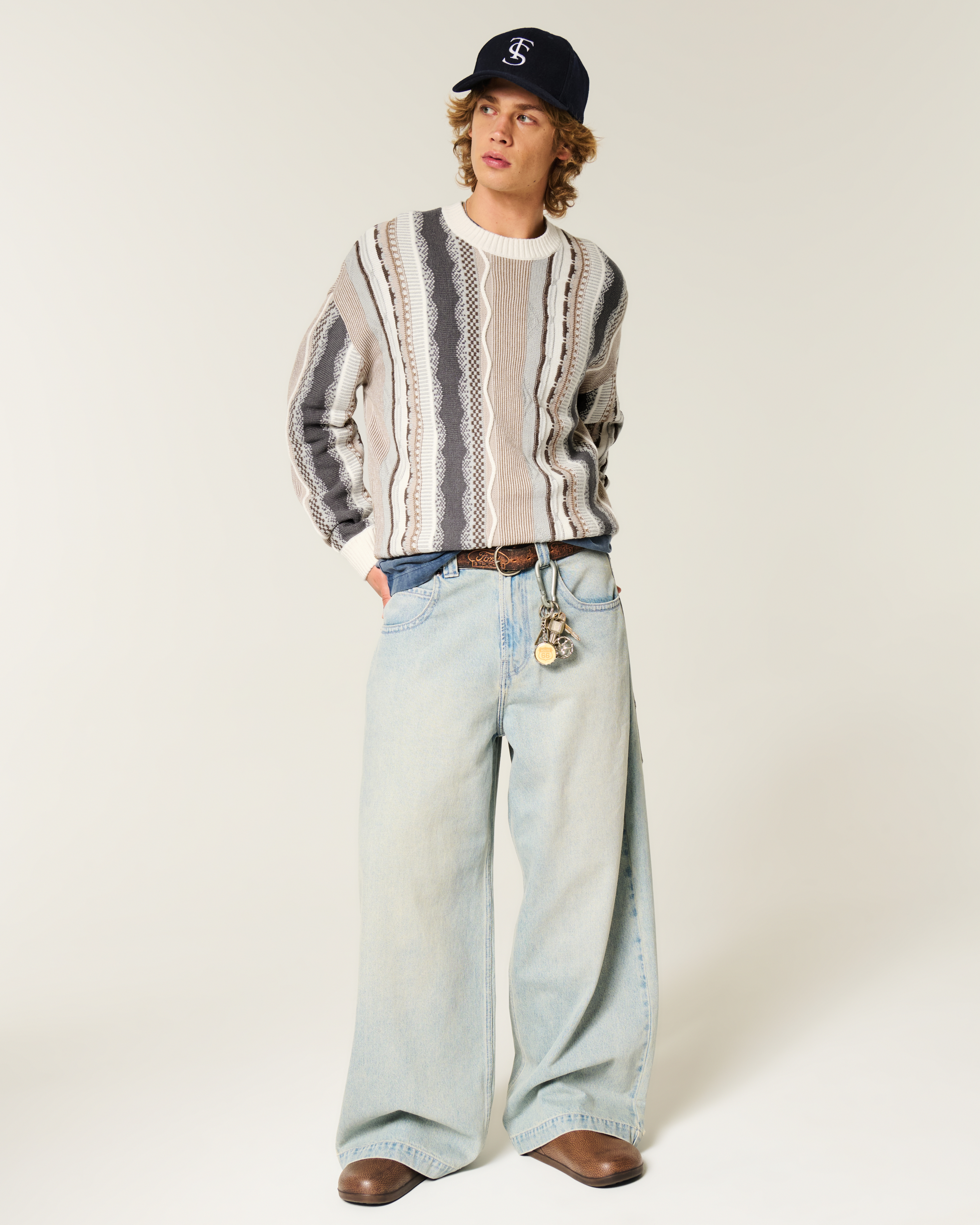 Boxy Striped Crew Sweater