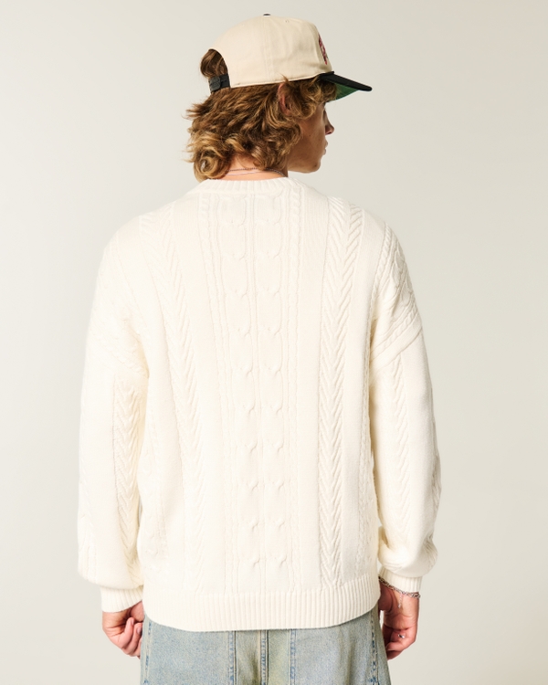 Relaxed Cable-Knit Crew Sweater