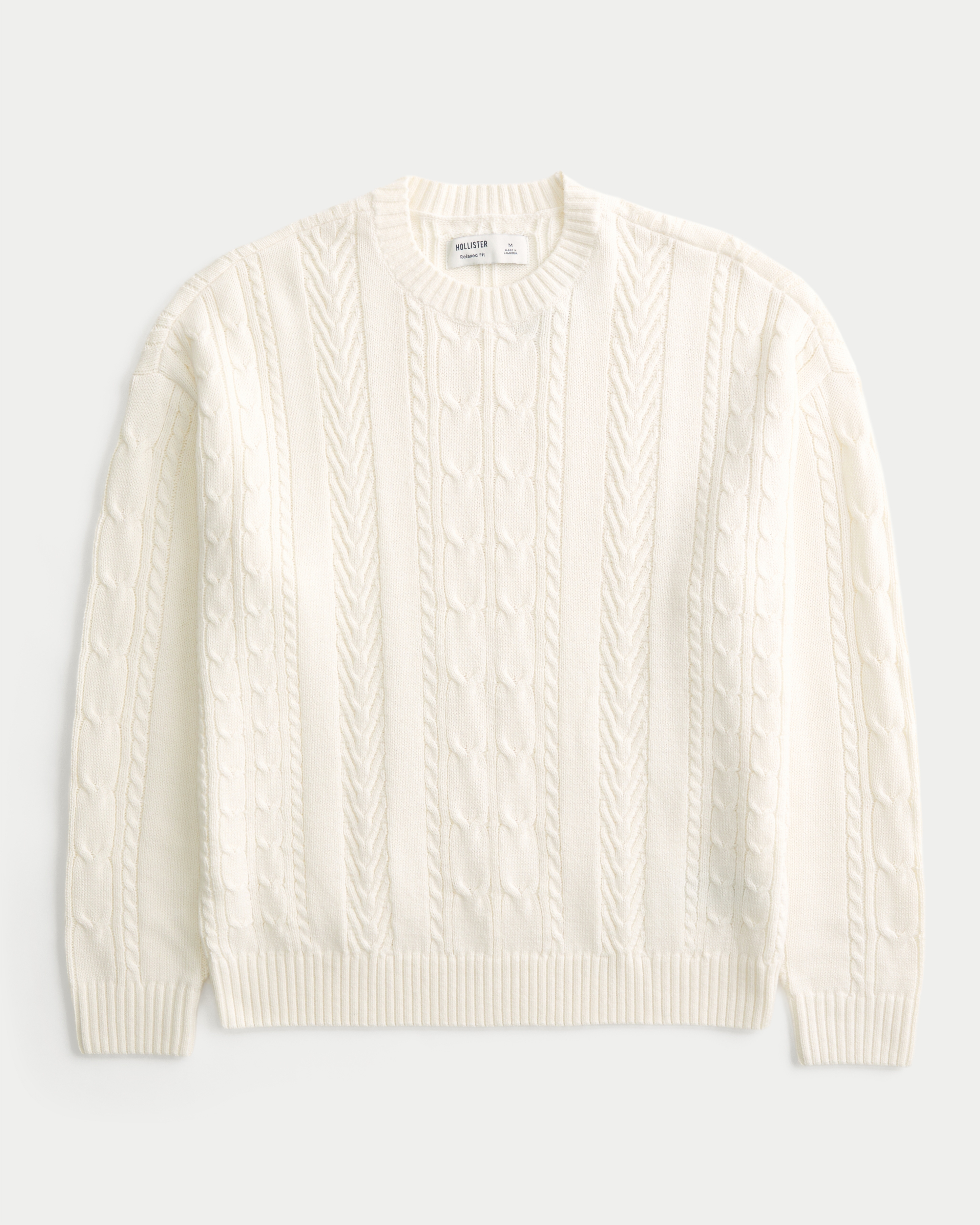 Relaxed Cable-Knit Crew Sweater