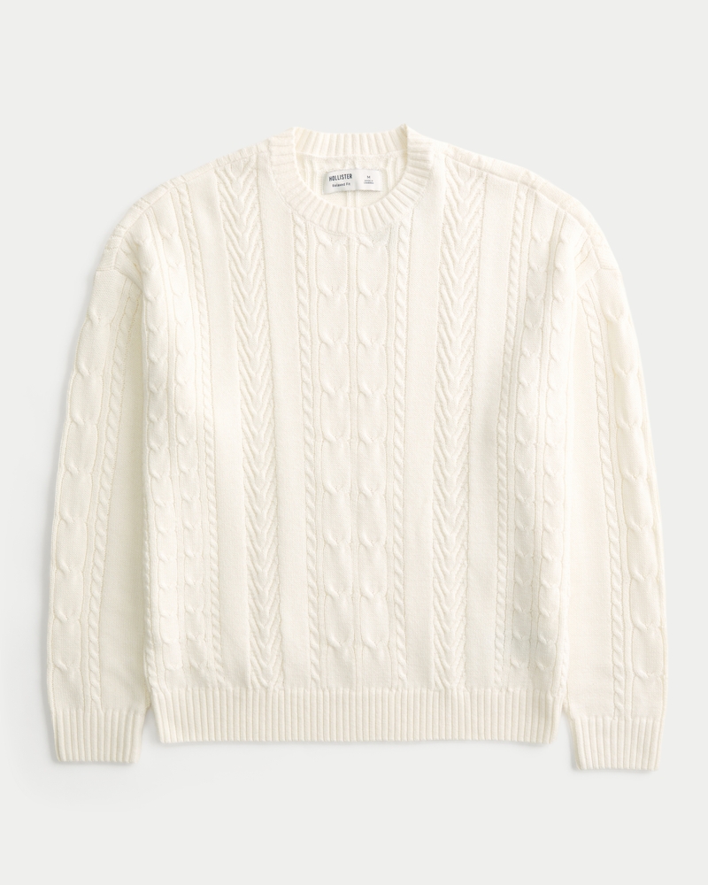メンズ リラックス ケーブルニット クルーネックセーター | メンズ