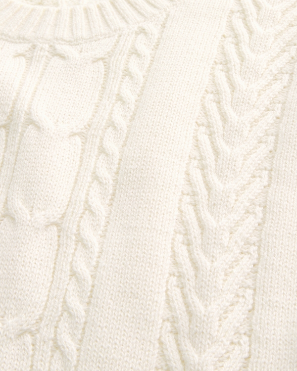 Relaxed Cable-Knit Crew Sweater