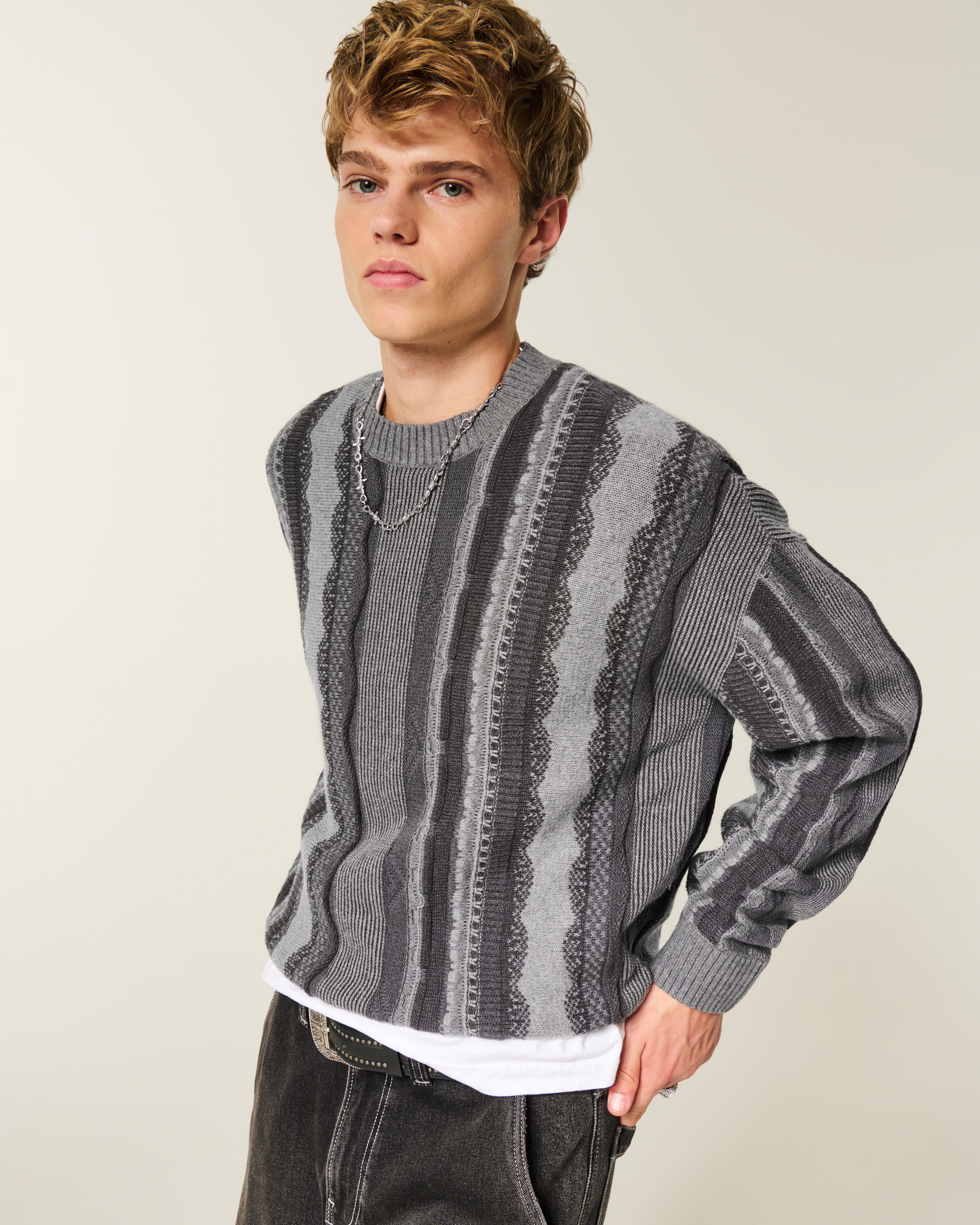 Boxy Striped Crew Sweater