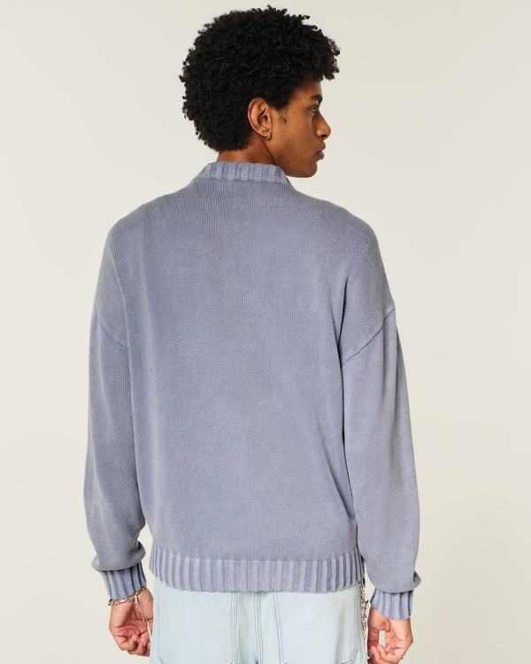 Boxy Graphic Crew Sweater, Faded Slate view 2