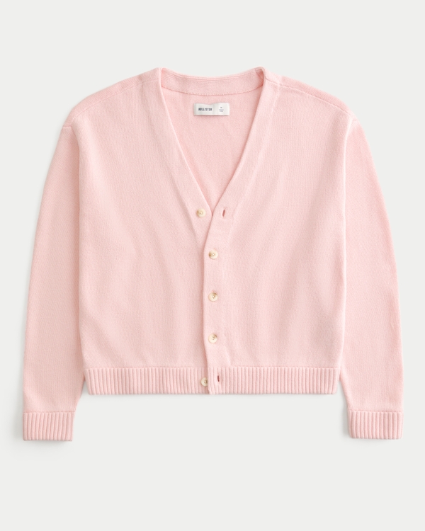 Boxy Lightweight Cardigan, Light Pink view 1