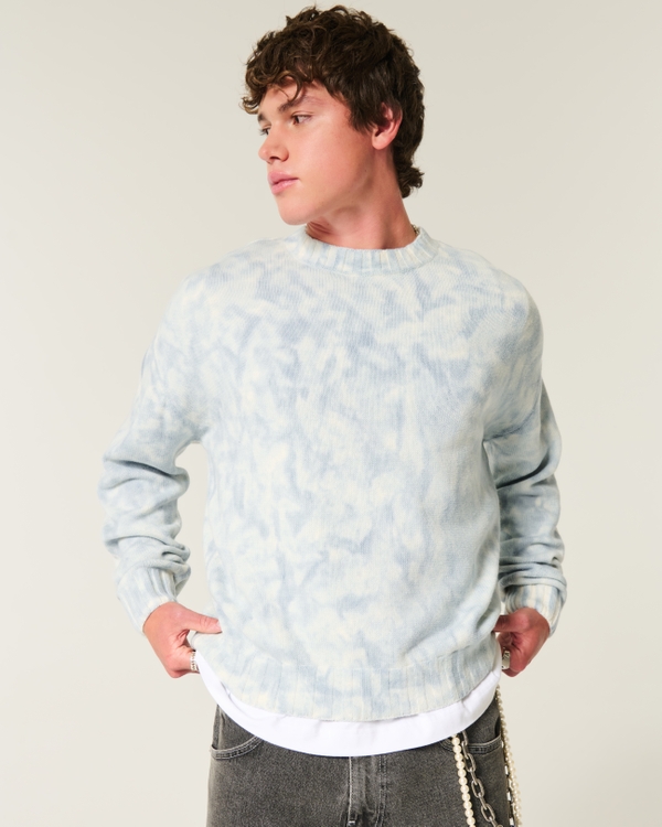 Boxy Crew Sweater, Blue Tie-dye view 1