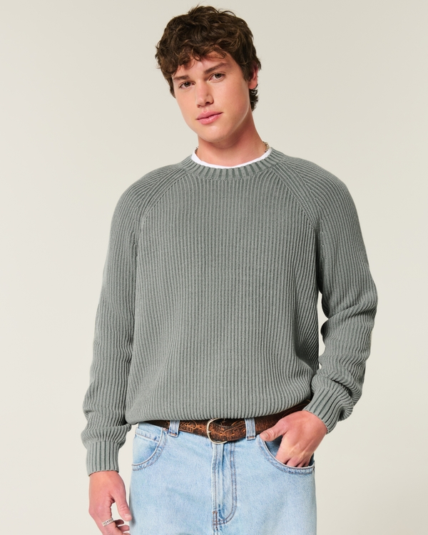 Boxy Crew Sweater, Washed Sage view 1