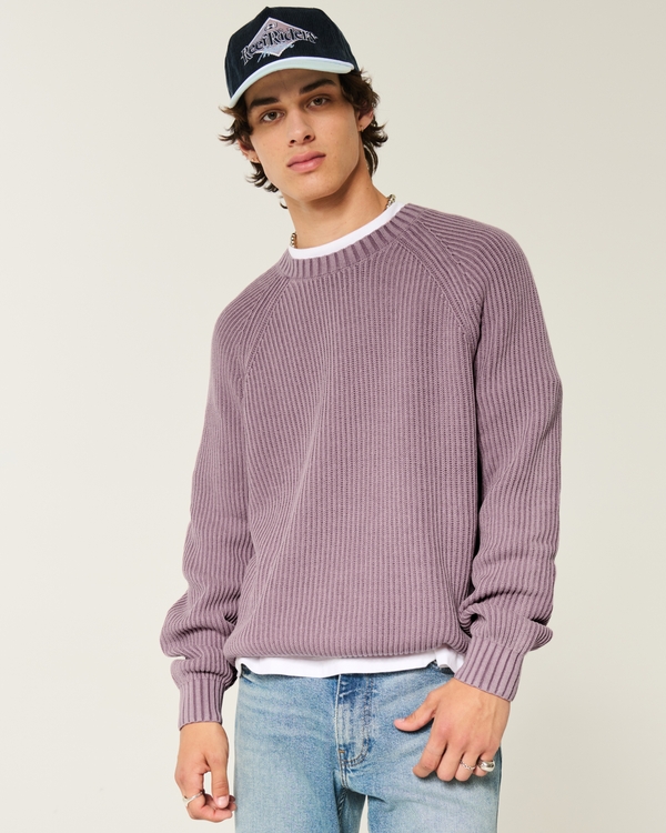 Boxy Crew Sweater, Washed Mauve view 1