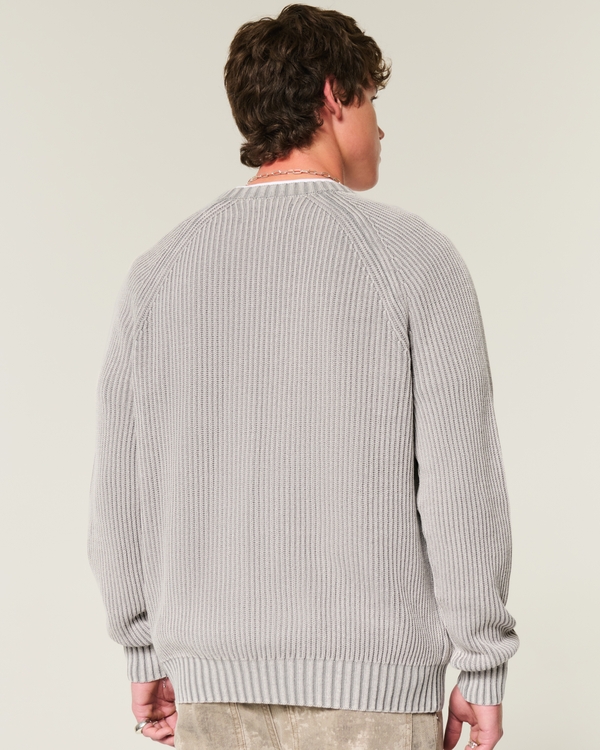 Boxy Crew Sweater, Washed Gray view 2