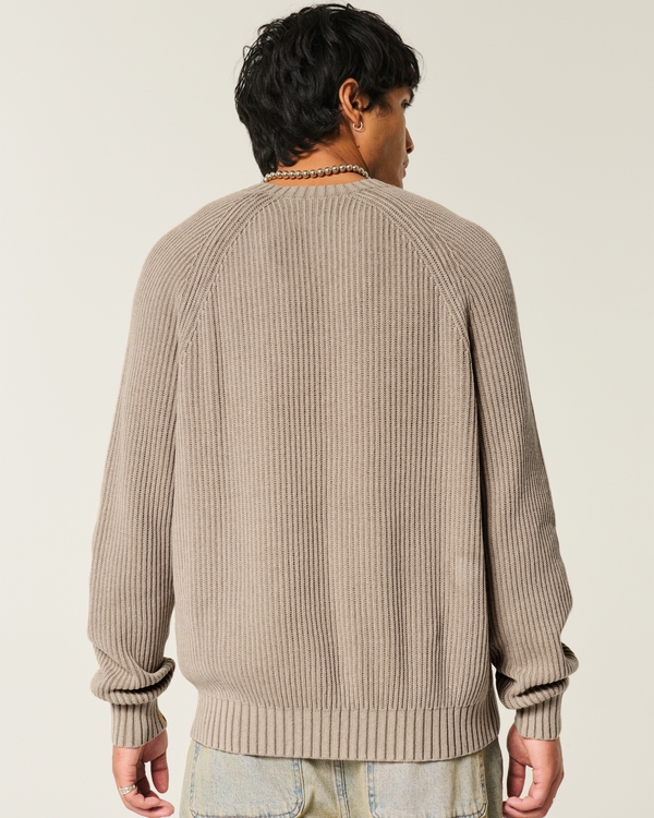 Boxy Crew Sweater, Washed Brown view 2