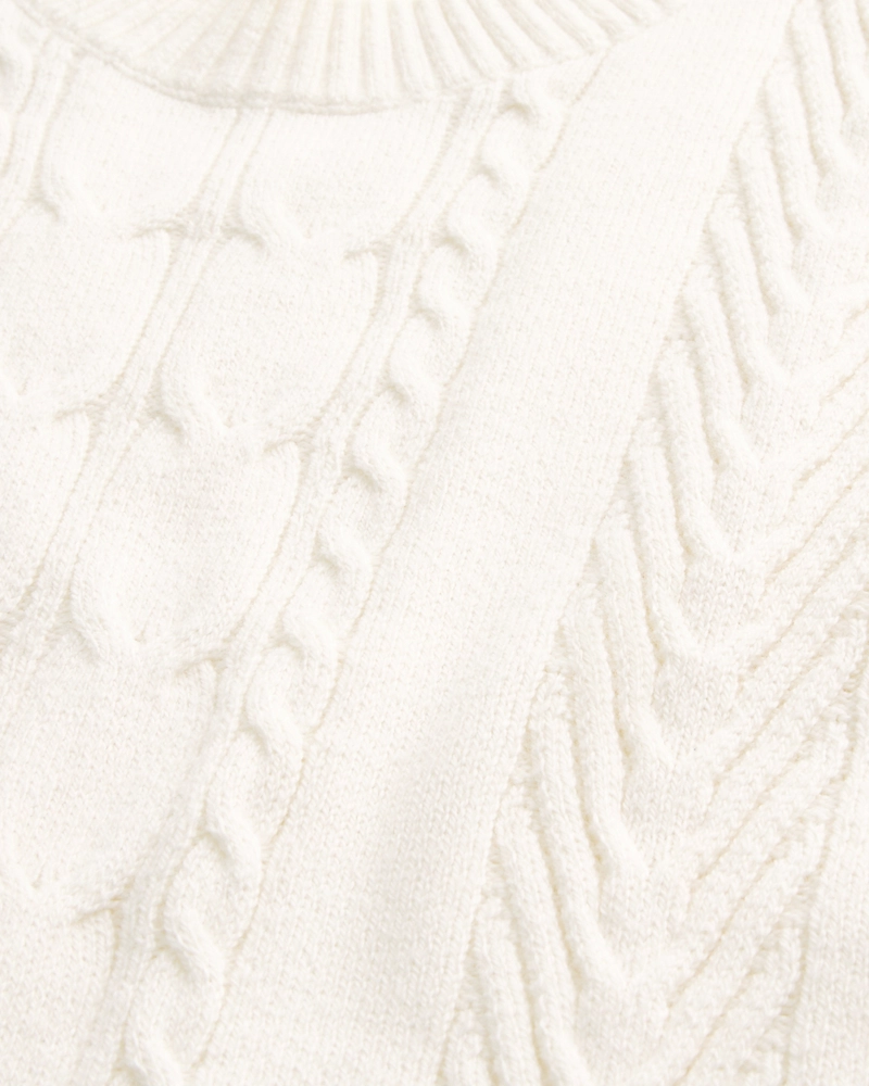 Boxy Cable-Knit Crew Sweater